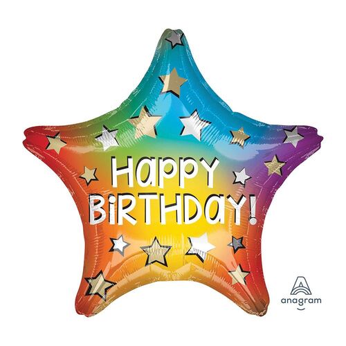 Rainbow Star Happy Birthday Balloon