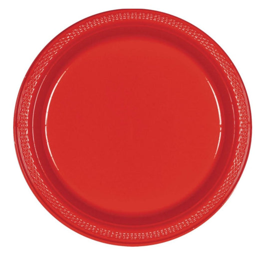 Apple Red Round Plate 7in