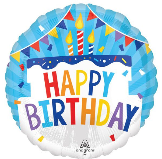 Happy Birthday Cake Blue Balloon