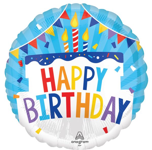 Happy Birthday Cake Blue Balloon