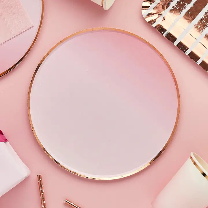 Rose Gold & Pink Ombre Paper Plates
