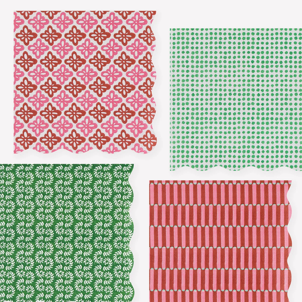 Meri Meri red and green large napkins - 16 assorted napkins