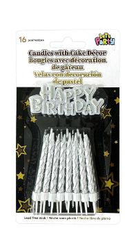 HAPPY BIRTHDAY SILVER CANDLES