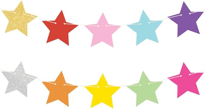 Rainbow Glitter Star Garland