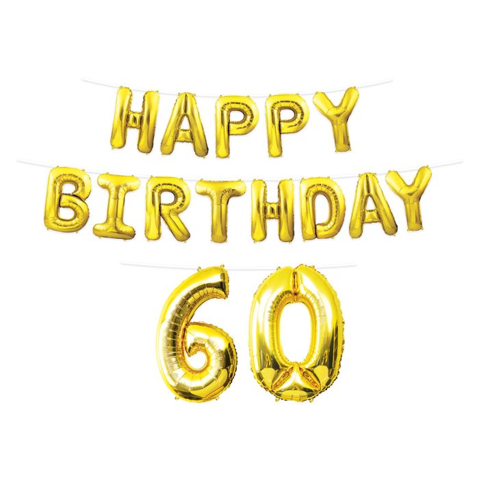 Happy Birthday GOLD balloon streamer
