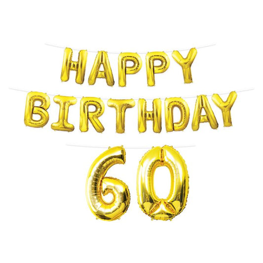 Happy Birthday GOLD balloon streamer