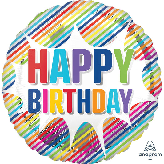 HBD Striped Burst Balloon