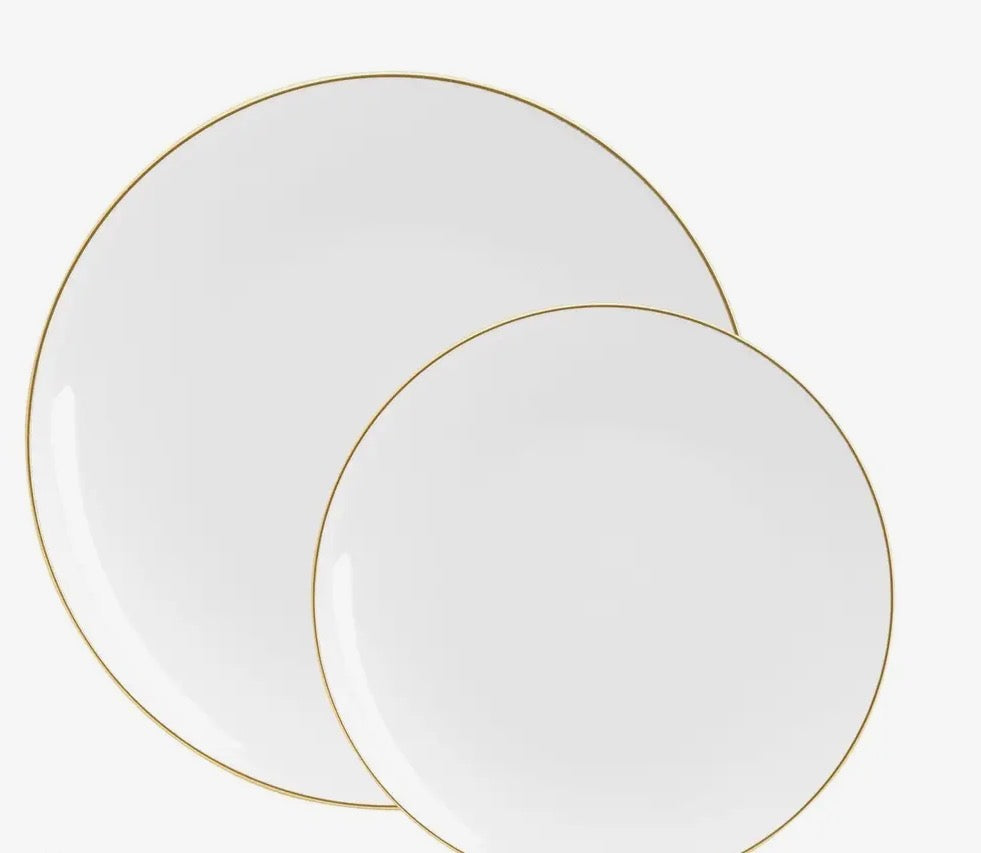Round white and gold plates 8inch