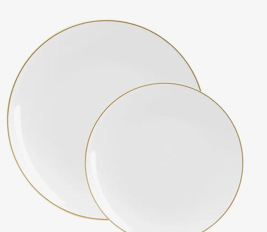 Round white and gold plates 8inch