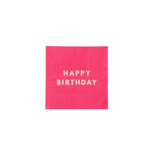 Hot Pink Happy Birthday Cocktail Napkins