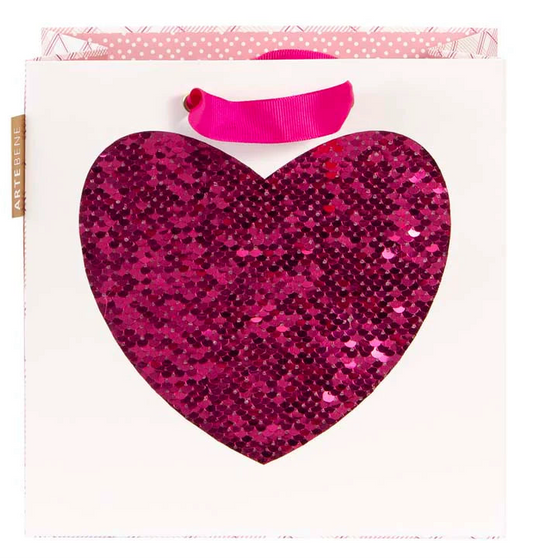 Gift Bag (Sequins) - Heart FUSCHIA (Small)