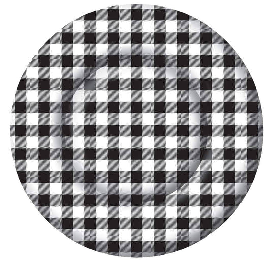 Black/White Gingham Dinner Plate