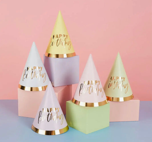 Pastel Happy Birthday Hats