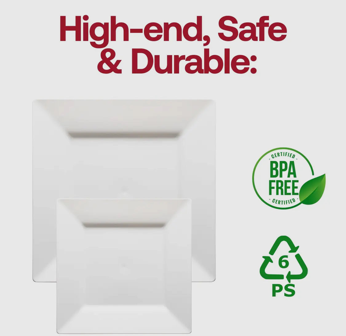 White Plastic dinner plates 10.25