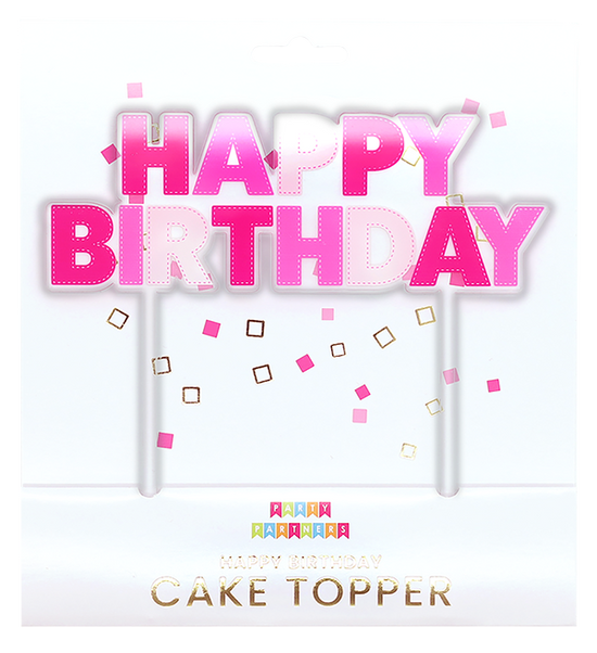 Pink Happy Birthday Cake Topper