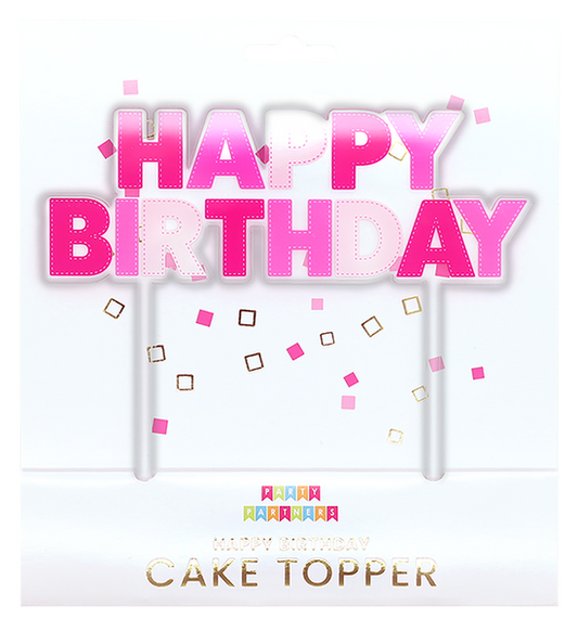 Pink Happy Birthday Cake Topper