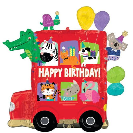 Animal Party Bus Supershape Foil Balloon