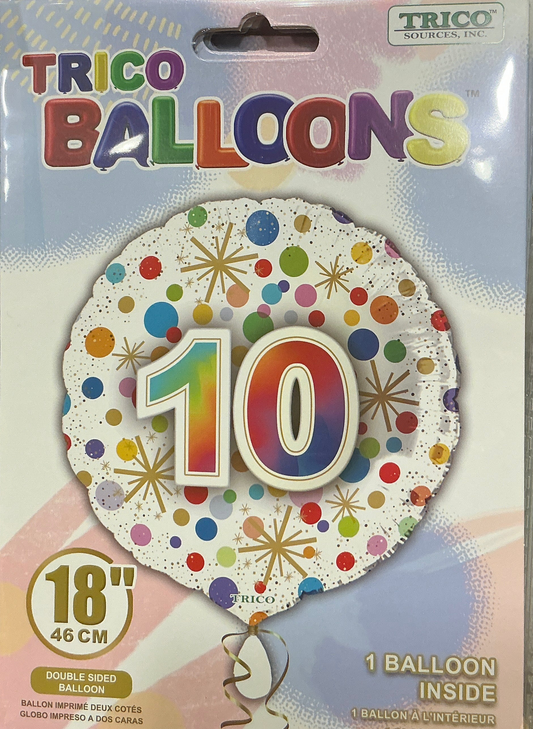 Number 10 foil balloon