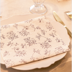 Beige and Burgundy Flower Dinner Napkin