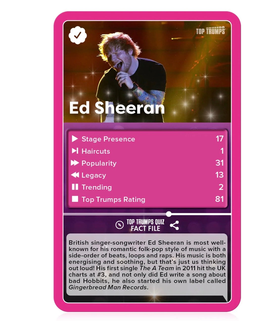 Popstars Top Trumps Card Game