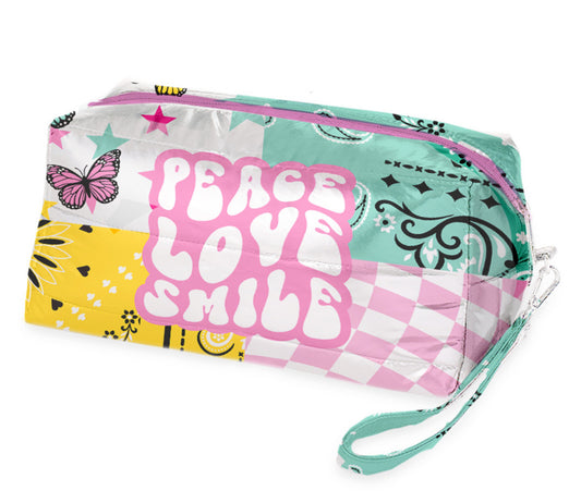 Wavy Text Puffer Cosmetic Bag