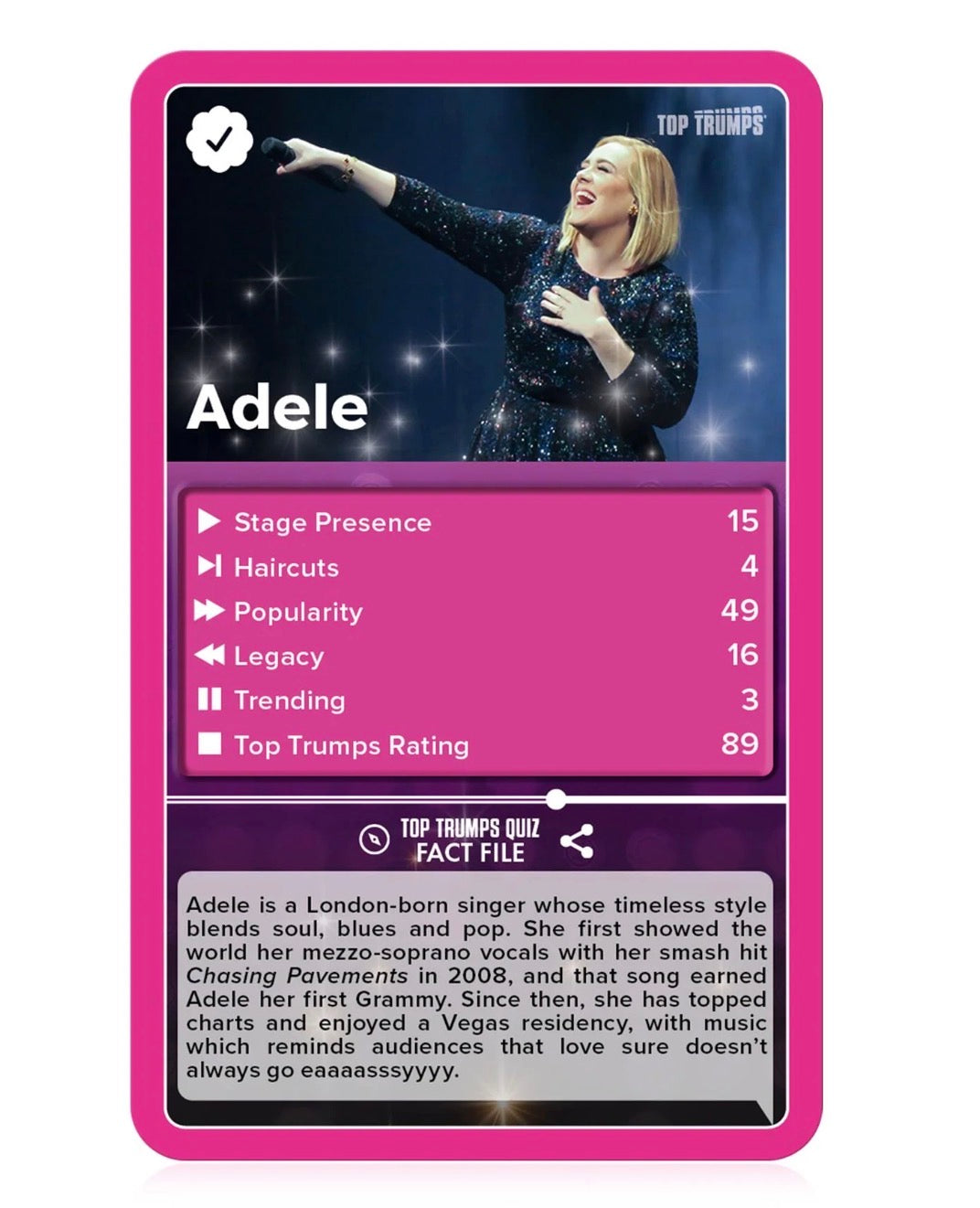 Popstars Top Trumps Card Game