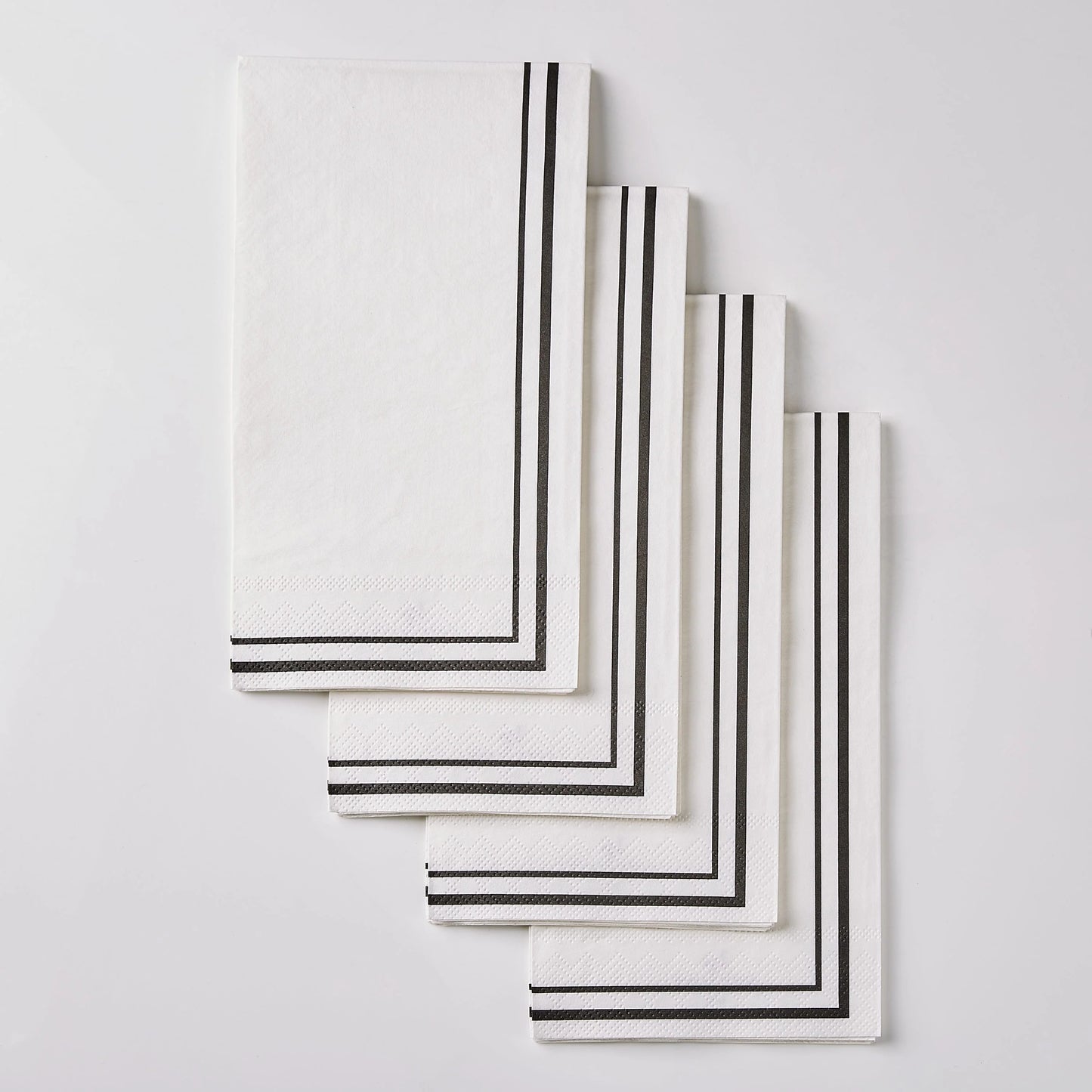 White and Black Stripe Border Stripe Guest Paper Dinner Napkins | 40 Napkins