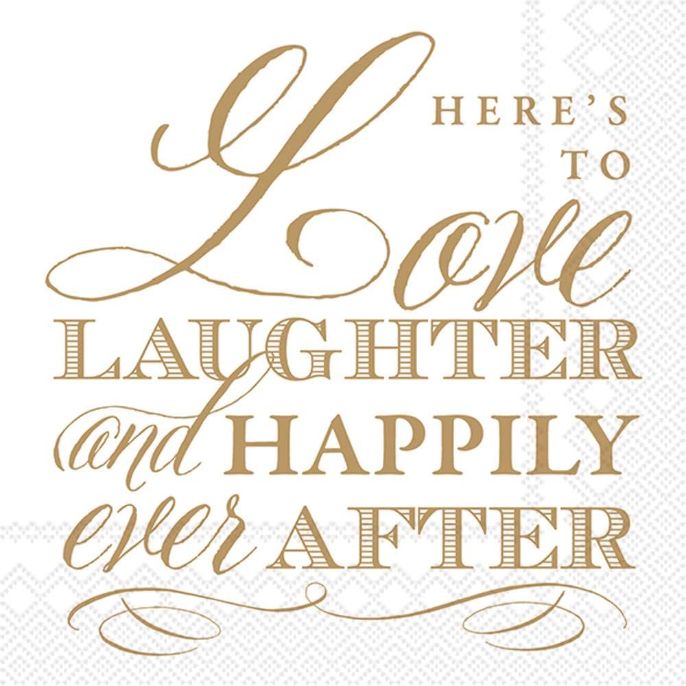 Love Laughter Gold Cocktail Napkin