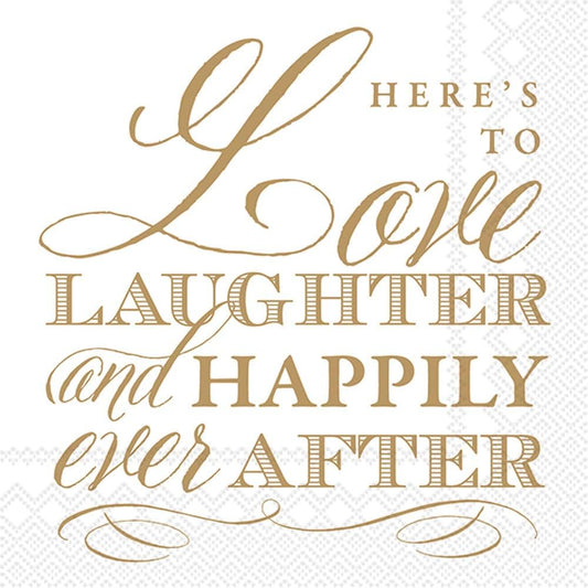 Love Laughter Gold Cocktail Napkin