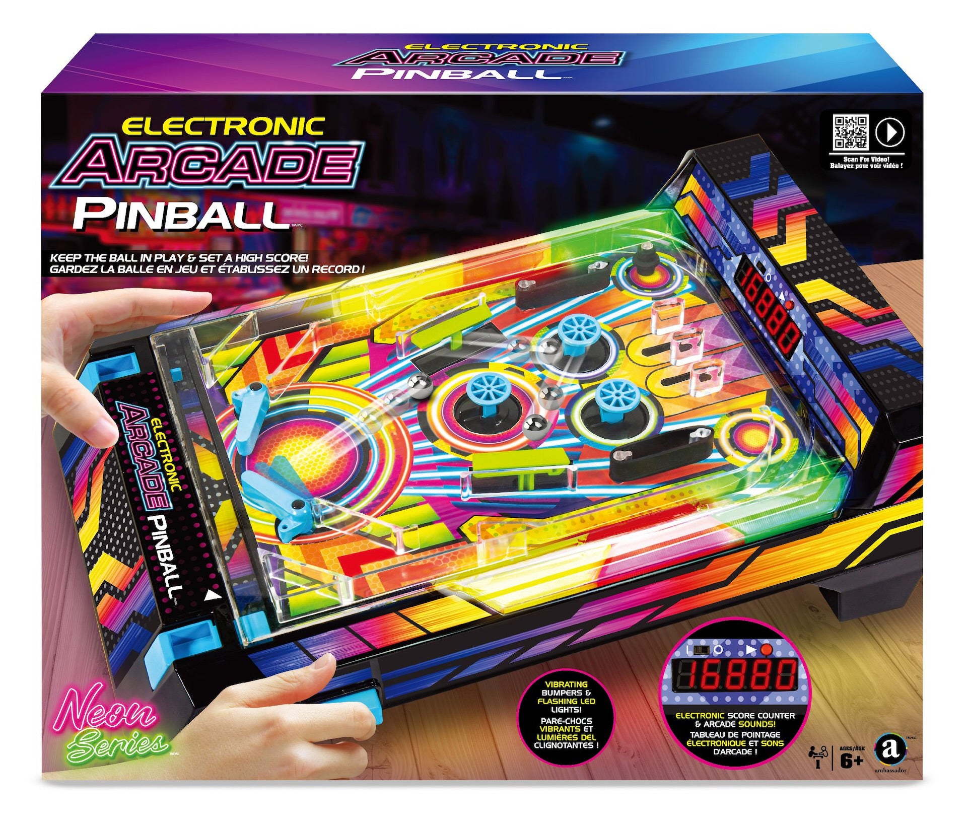 Electronic Arcade Pinball, Vibrating Bumpers and LED Lights, Ages 6 ...