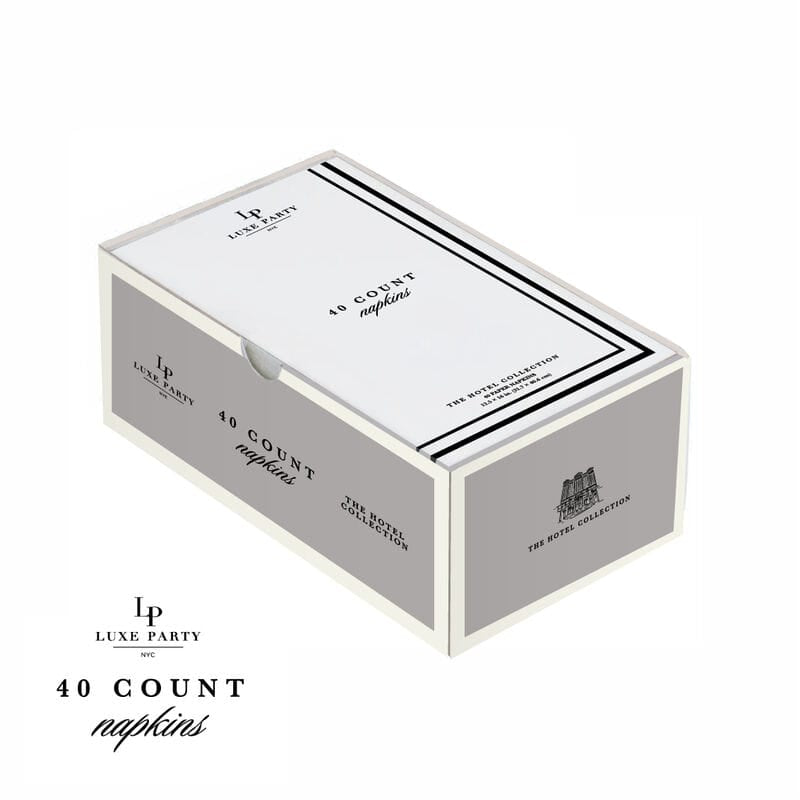 White and Black Stripe Border Stripe Guest Paper Dinner Napkins | 40 Napkins