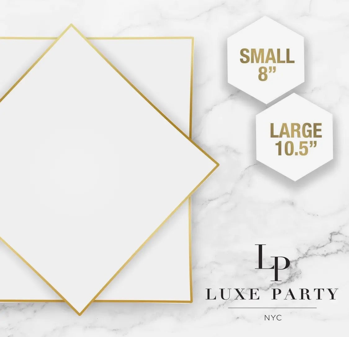 Square gold plates 8inch plate