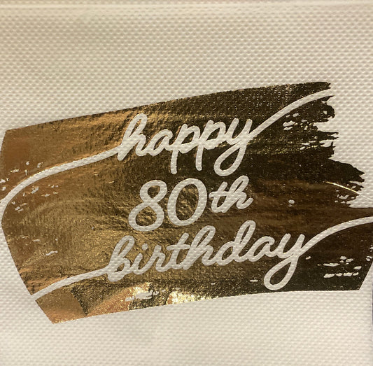 Foil gold 80th birthday lunch napkin