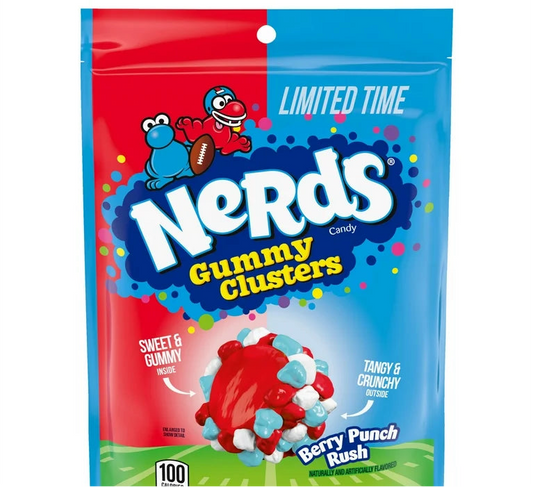 NERDS Gummy Clusters Candy, Berry Punch Rush, Crunchy and Gummy,