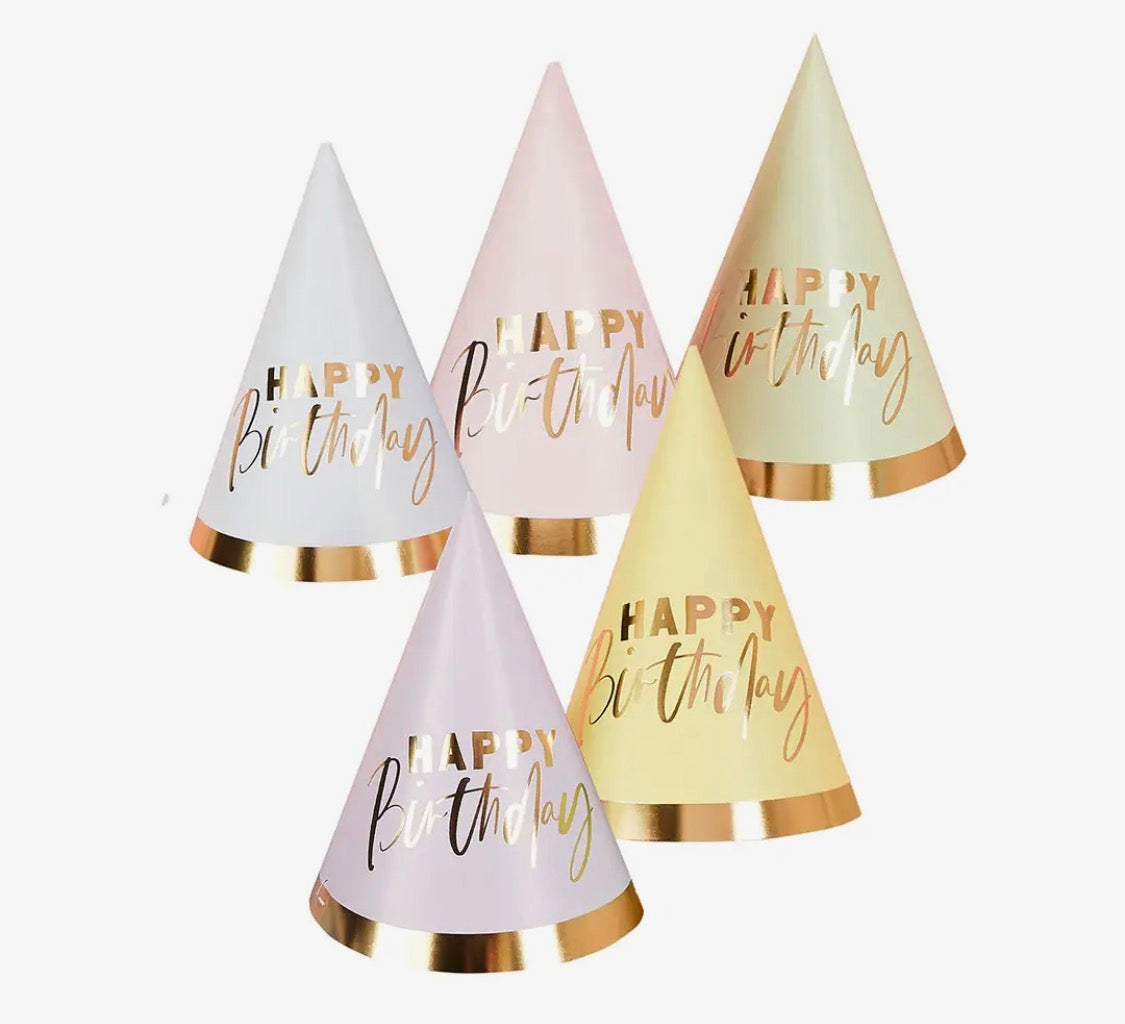Pastel Happy Birthday Hats