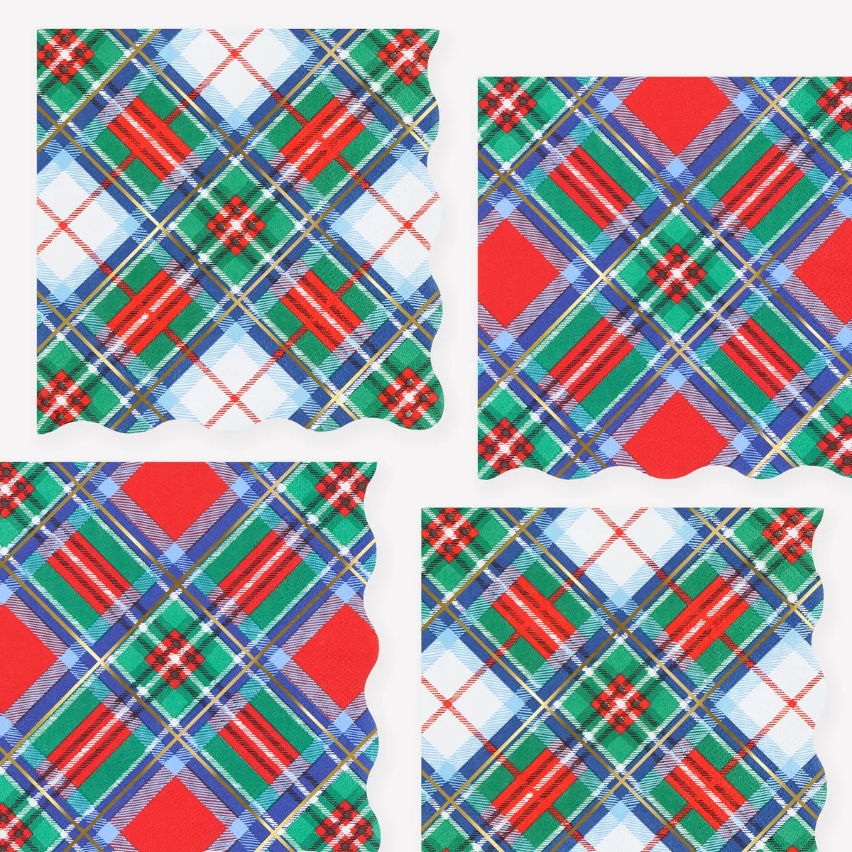 Meri Meri Tartan Mix Large Paper Napkins (x 16)