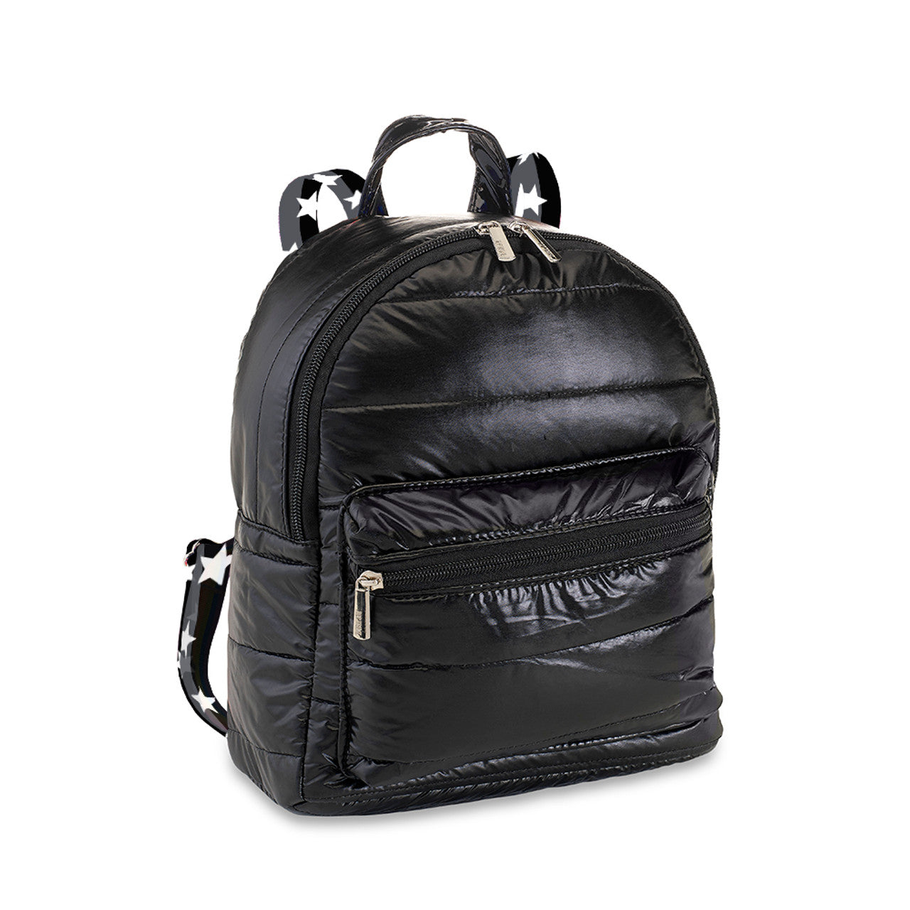 Black Puffer Mini Backpack Grey Black Split Star Straps