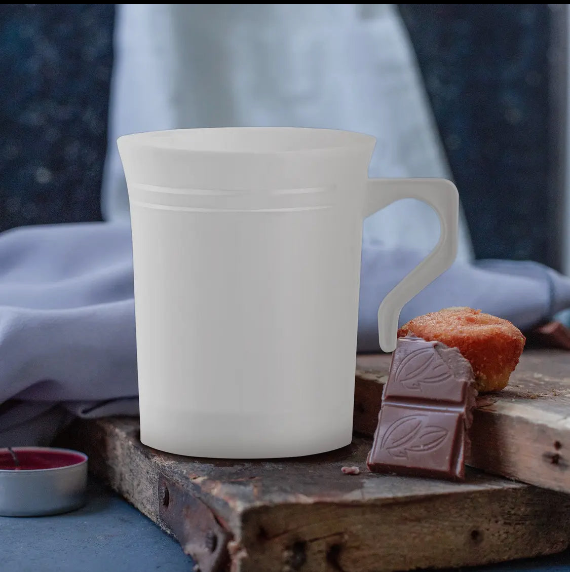 8 once white with Silver trim Coffee cup
