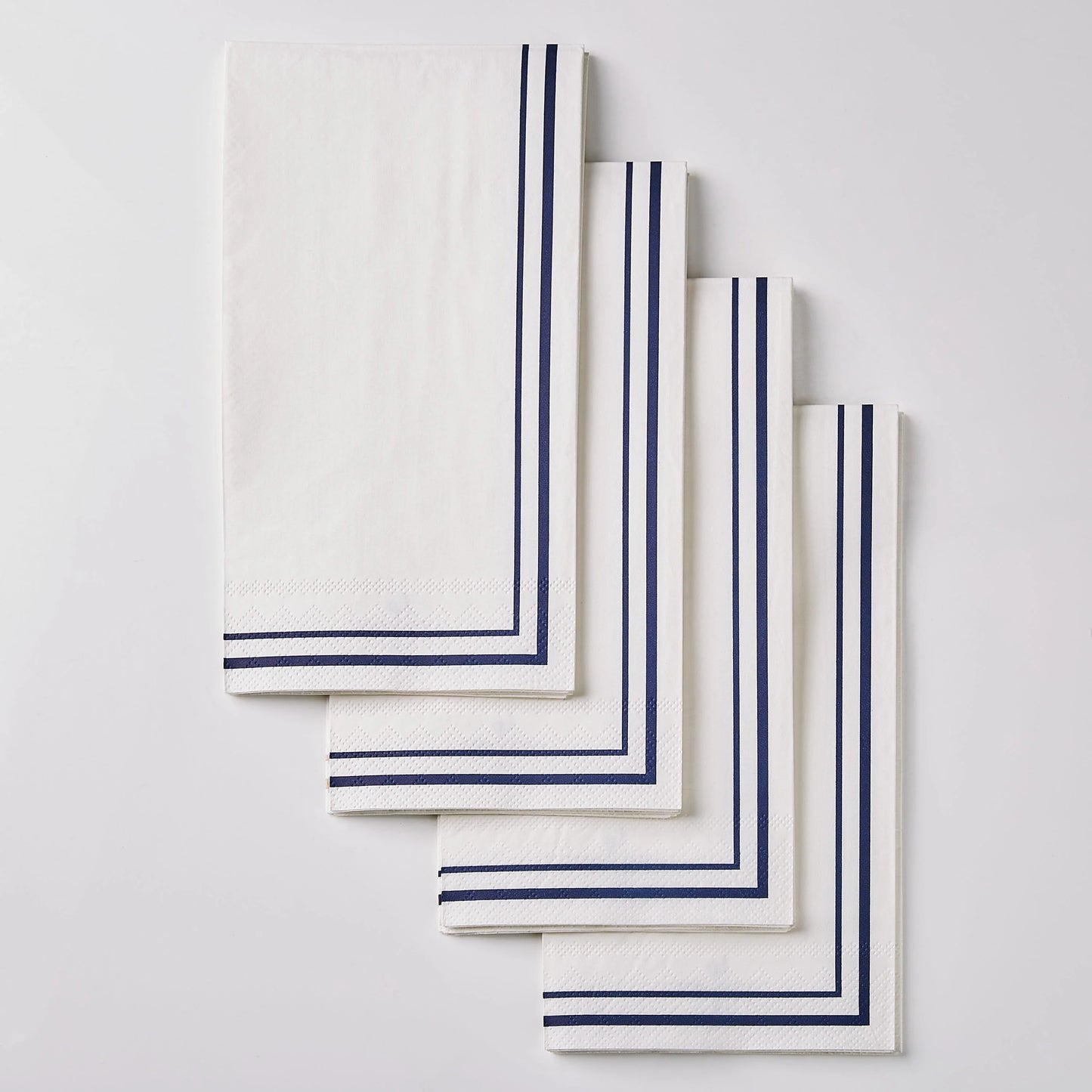 White and Navy Blue Stripe Border Stripe Guest Paper Dinner Napkins | 40 Napkins