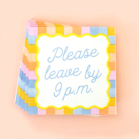 Leave By 9 p.m Cocktail Napkin