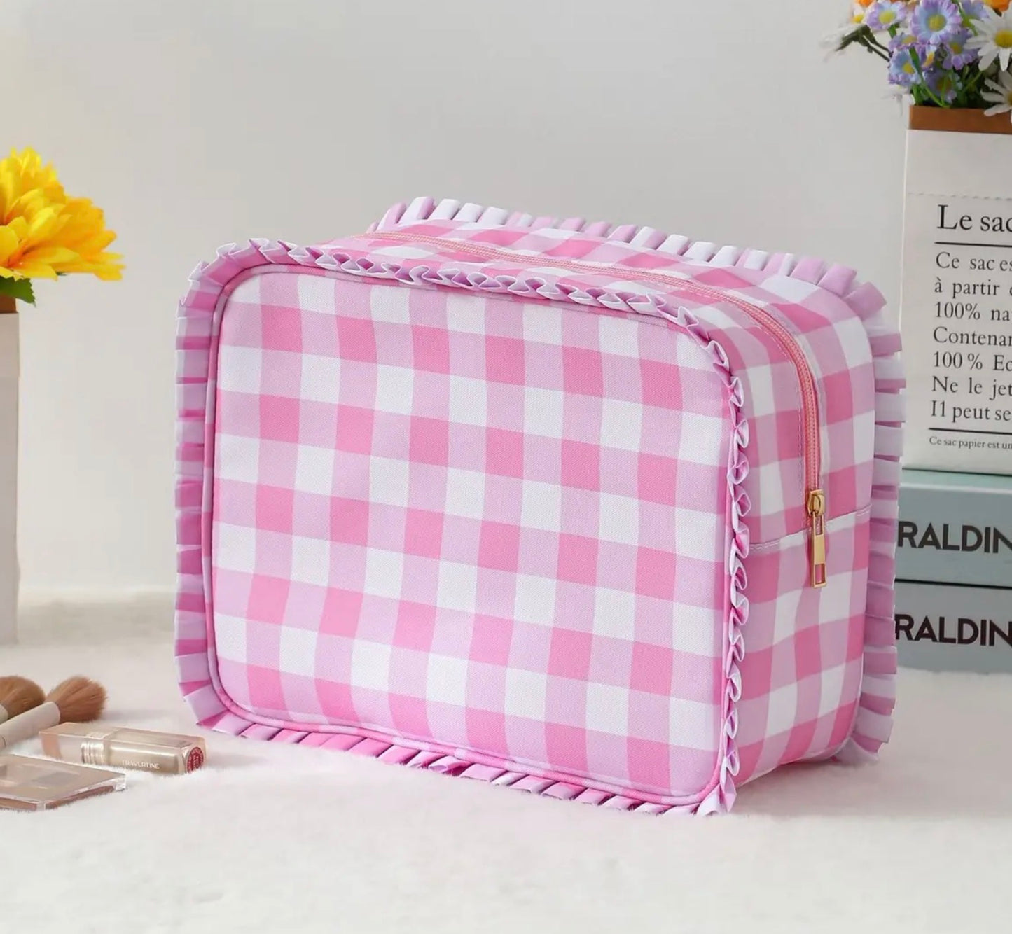 Ruffle Cosmetic Travel Pouch Bag