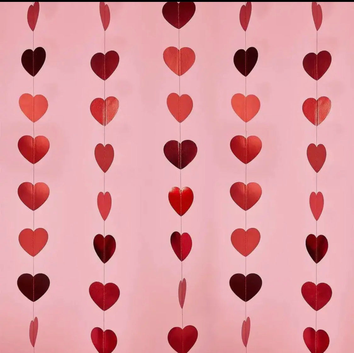 Red Metallic Trailing Hearts