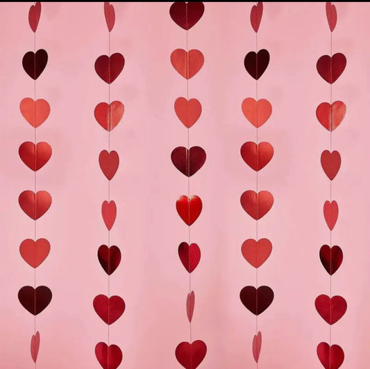 Red Metallic Trailing Hearts