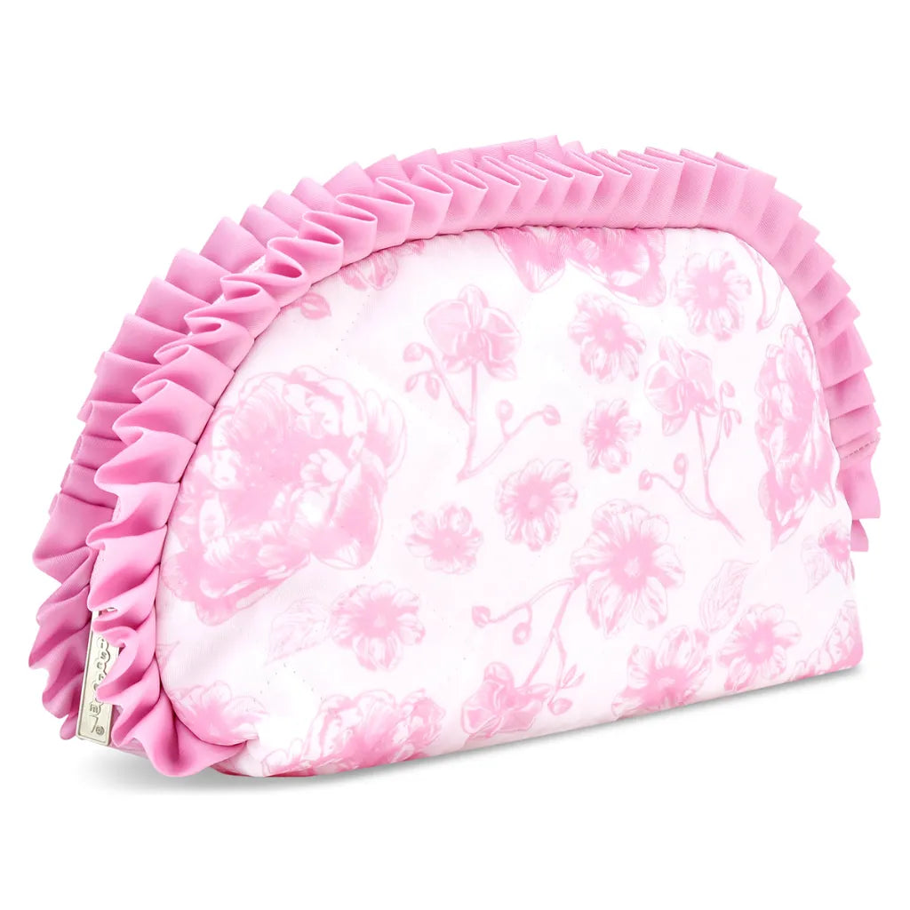 Pretty Pink Toile Oval Cosmetic Bag