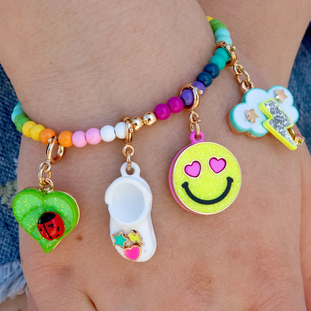 Charm It! Gold Rainbow Stretch Bead Bracelet