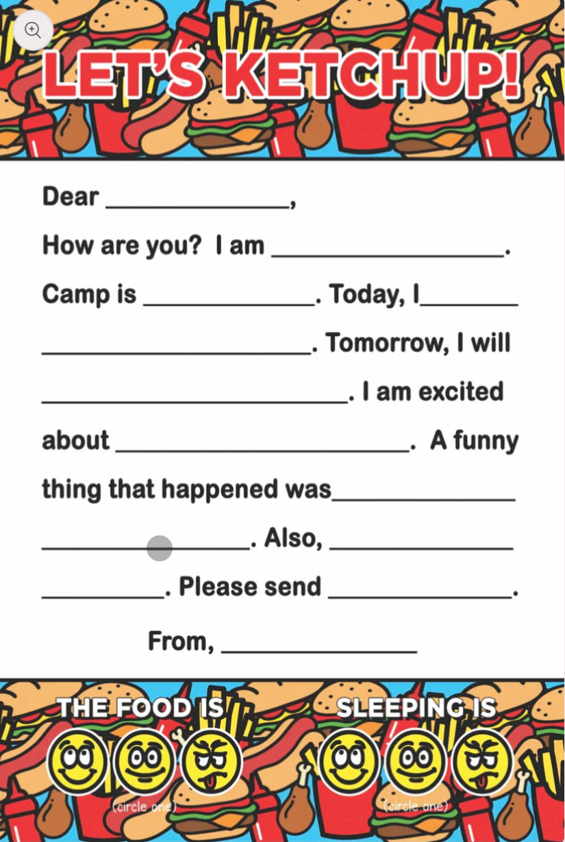 LET’S KETCHUP CAMP STATIONERY