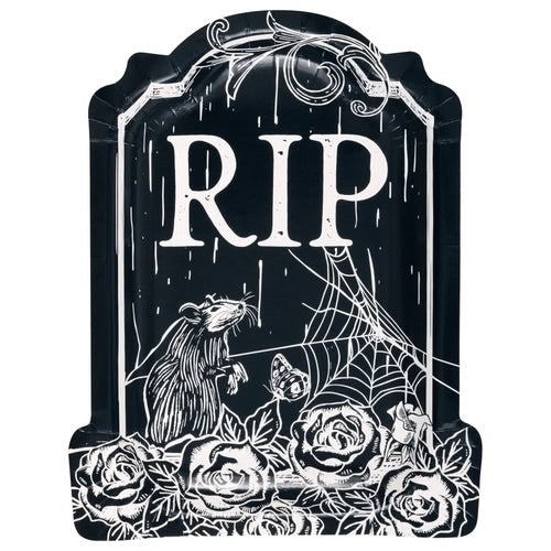 Sketchy Skull Tombstone Paper Plate
