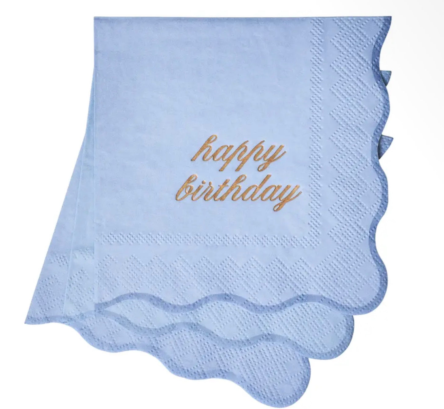 Happy Birthday Cocktail Napkins - Blue & Gold