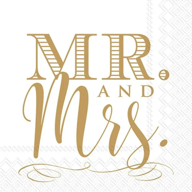 Mr And Mrs Gold Cocktail Napkin