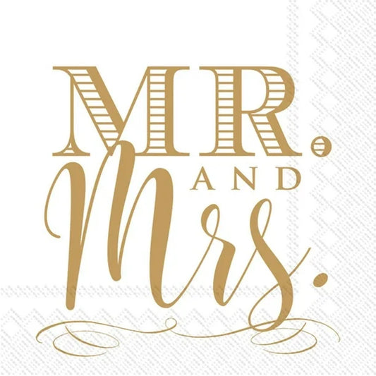 Mr And Mrs Gold Cocktail Napkin